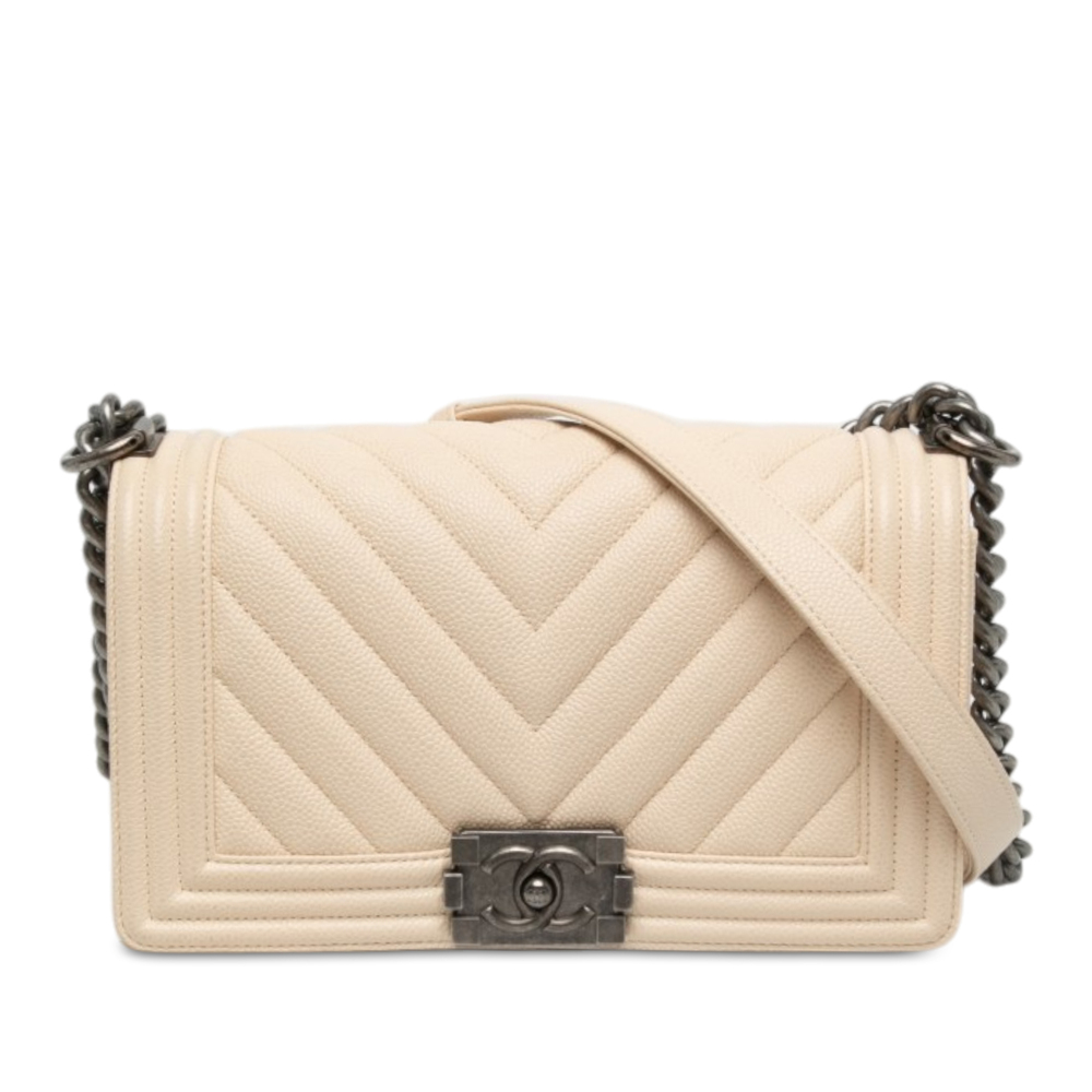 Pre-Loved Chanel Old Medium Chevron Caviar Boy Flap